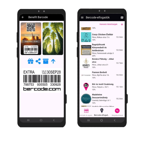 Applikacioban kezelheto kartya